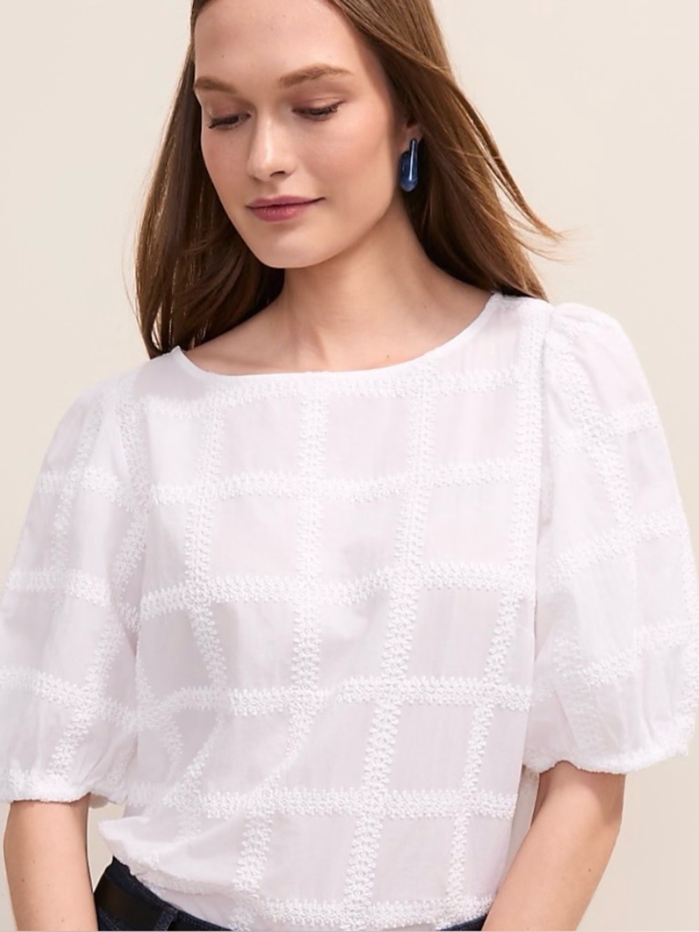 Ann Taylor White Textured Blouse
